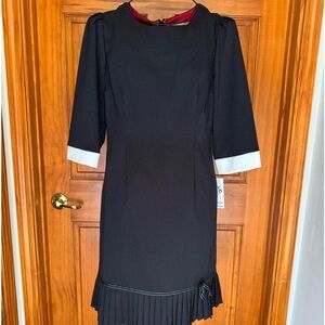 NWT Shelby & Palmer Long Sleeve Dress, Size 10, Black with White Pinstripes